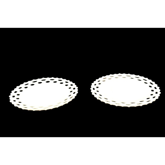 Set 2 White Milk Glass Doric Open Lace Edge Plate Platter Milkglass 11" Footed - Picture 2 of 16
